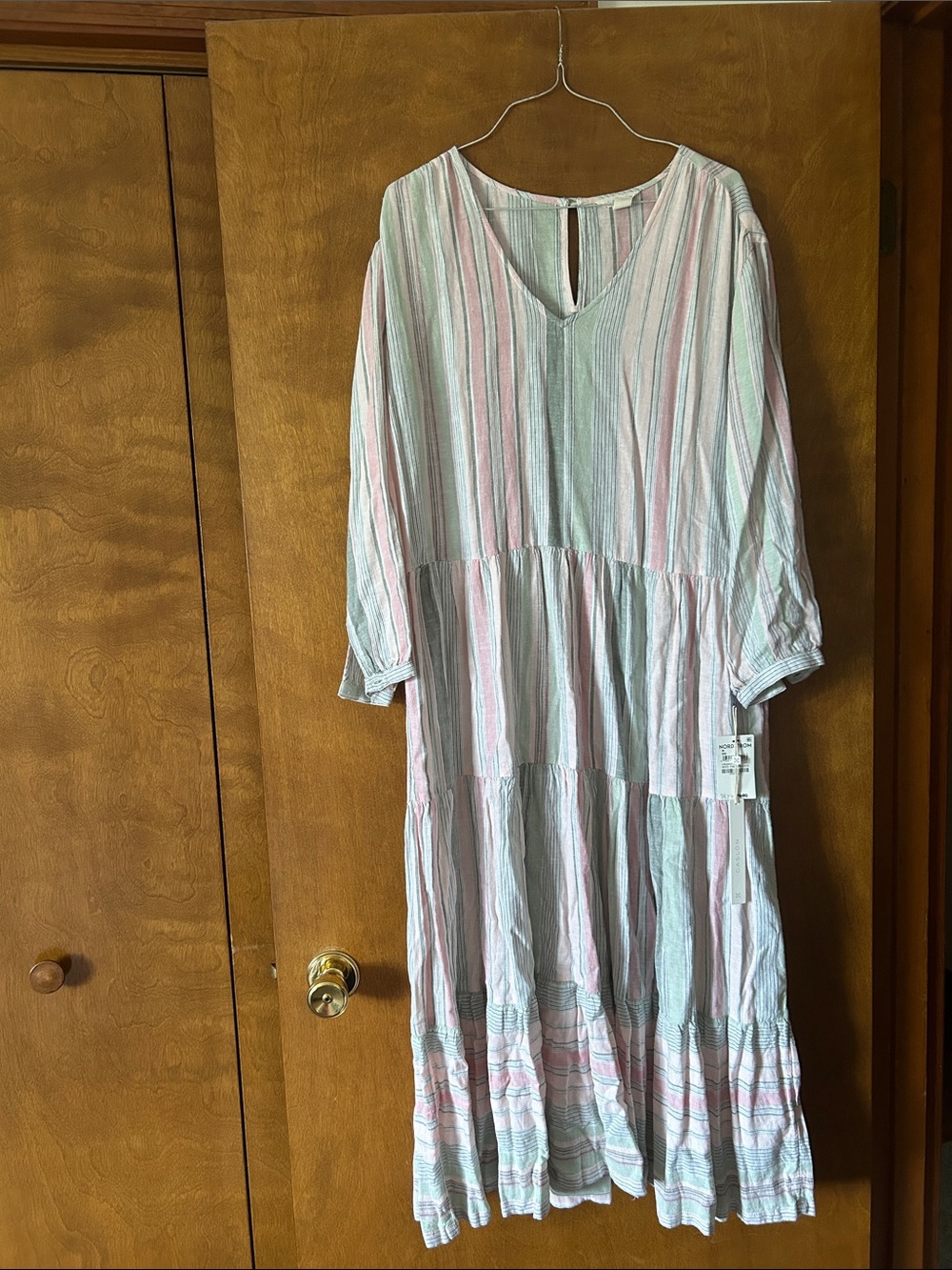 Caslon Pastel Stripe Midi Dress in Mint, Pink & White